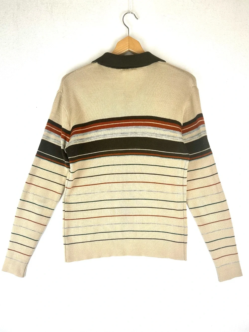 Alfie of California Polo Stripe Sweater Brown Vintage Retro